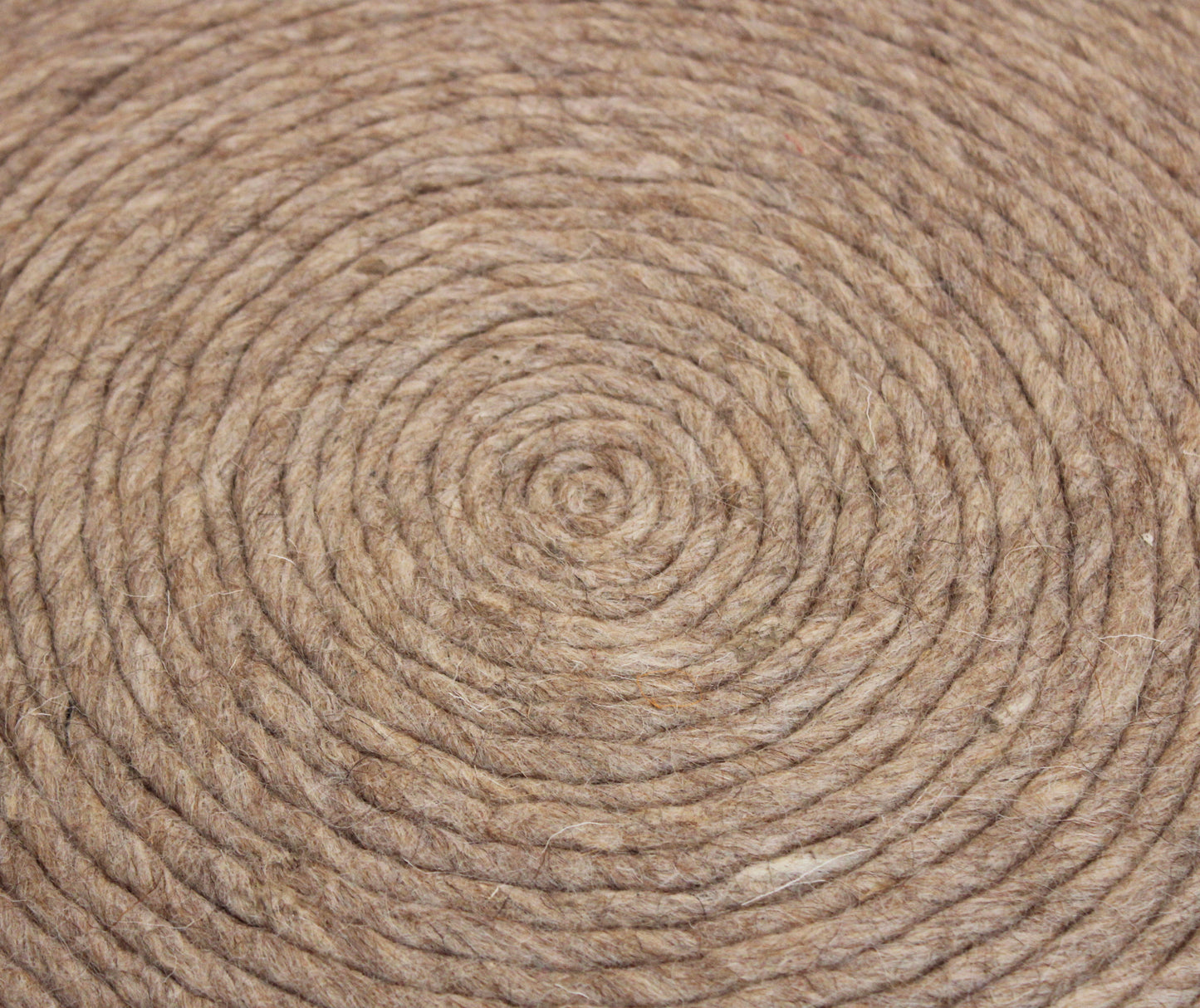 20" Beige Wool Round Ribbed Pouf Ottoman - Homeroots - Flyclothing LLC