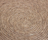 20" Beige Wool Round Ribbed Pouf Ottoman - Homeroots - Flyclothing LLC