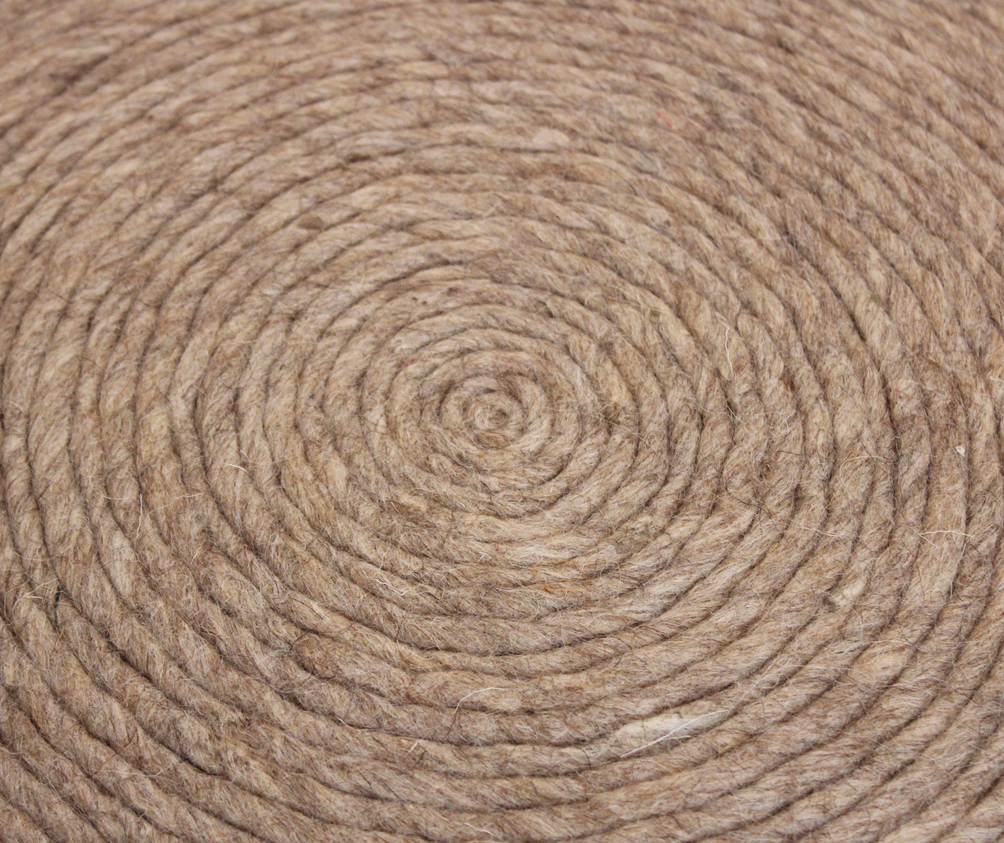 20" Beige Wool Round Ribbed Pouf Ottoman - Homeroots - Flyclothing LLC