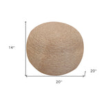 20" Beige Wool Round Ribbed Pouf Ottoman - Homeroots - Flyclothing LLC
