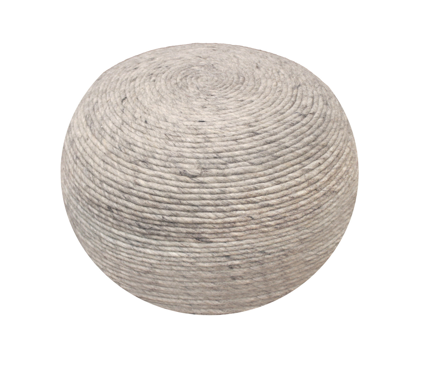 20" Gray Wool Round Ribbed Pouf Ottoman - Homeroots - Flyclothing LLC