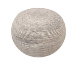20" Gray Wool Round Ribbed Pouf Ottoman - Homeroots - Flyclothing LLC