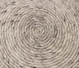 20" Gray Wool Round Ribbed Pouf Ottoman - Homeroots - Flyclothing LLC