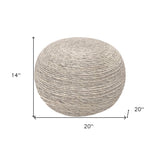 20" Gray Wool Round Ribbed Pouf Ottoman - Homeroots - Flyclothing LLC