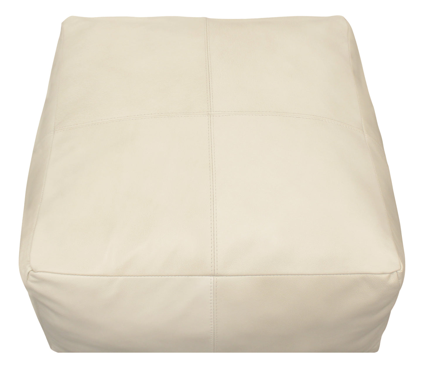 22" Ivory Leather Pouf Ottoman - Homeroots - Flyclothing LLC
