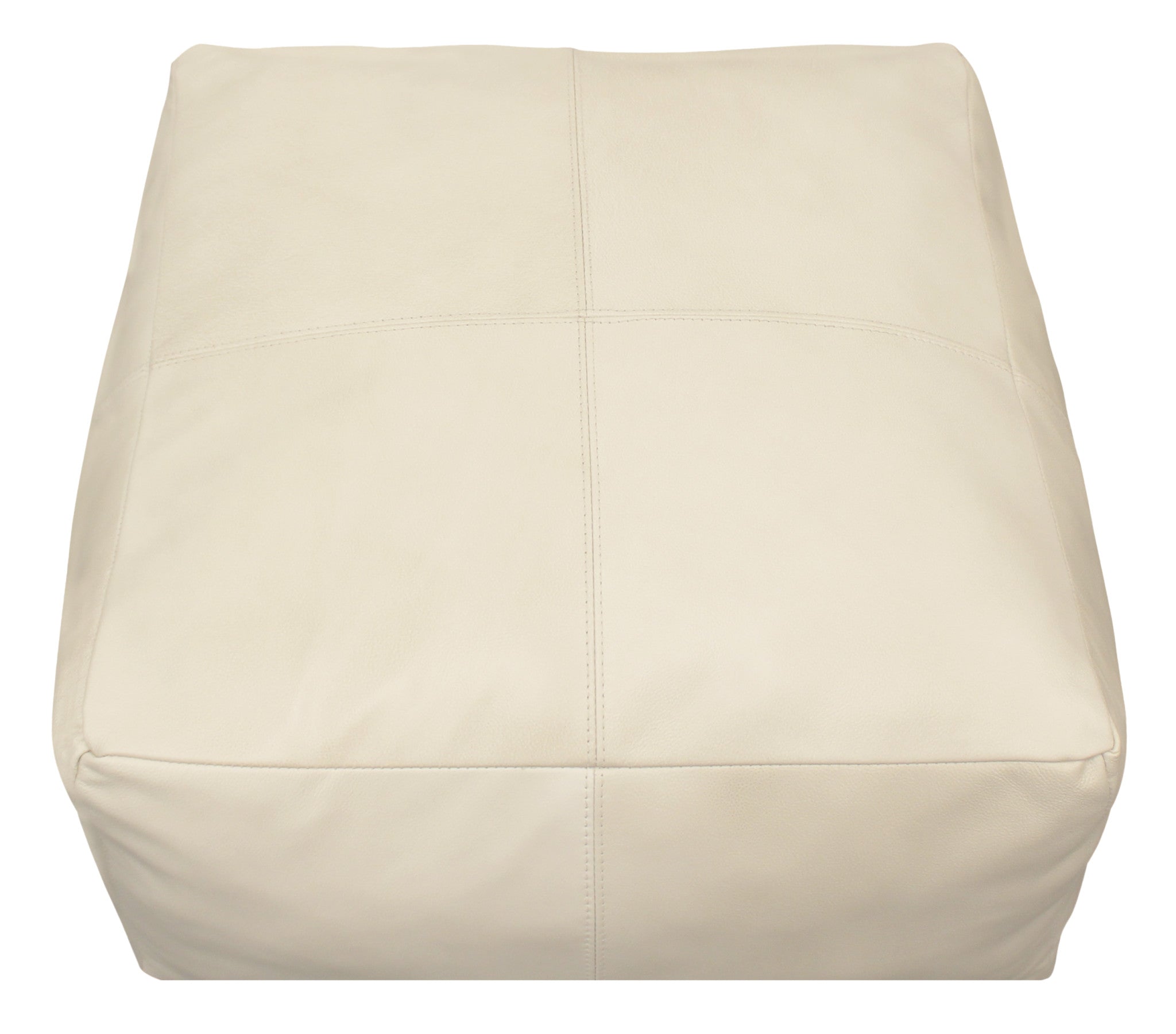 22" Ivory Leather Pouf Ottoman - Homeroots - Flyclothing LLC