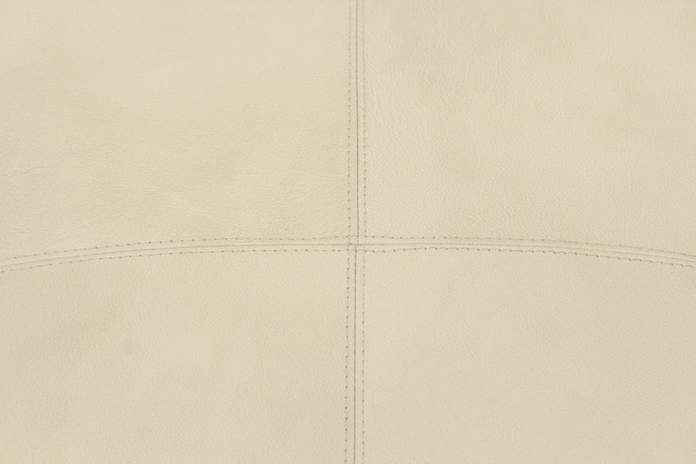 22" Ivory Leather Pouf Ottoman - Homeroots