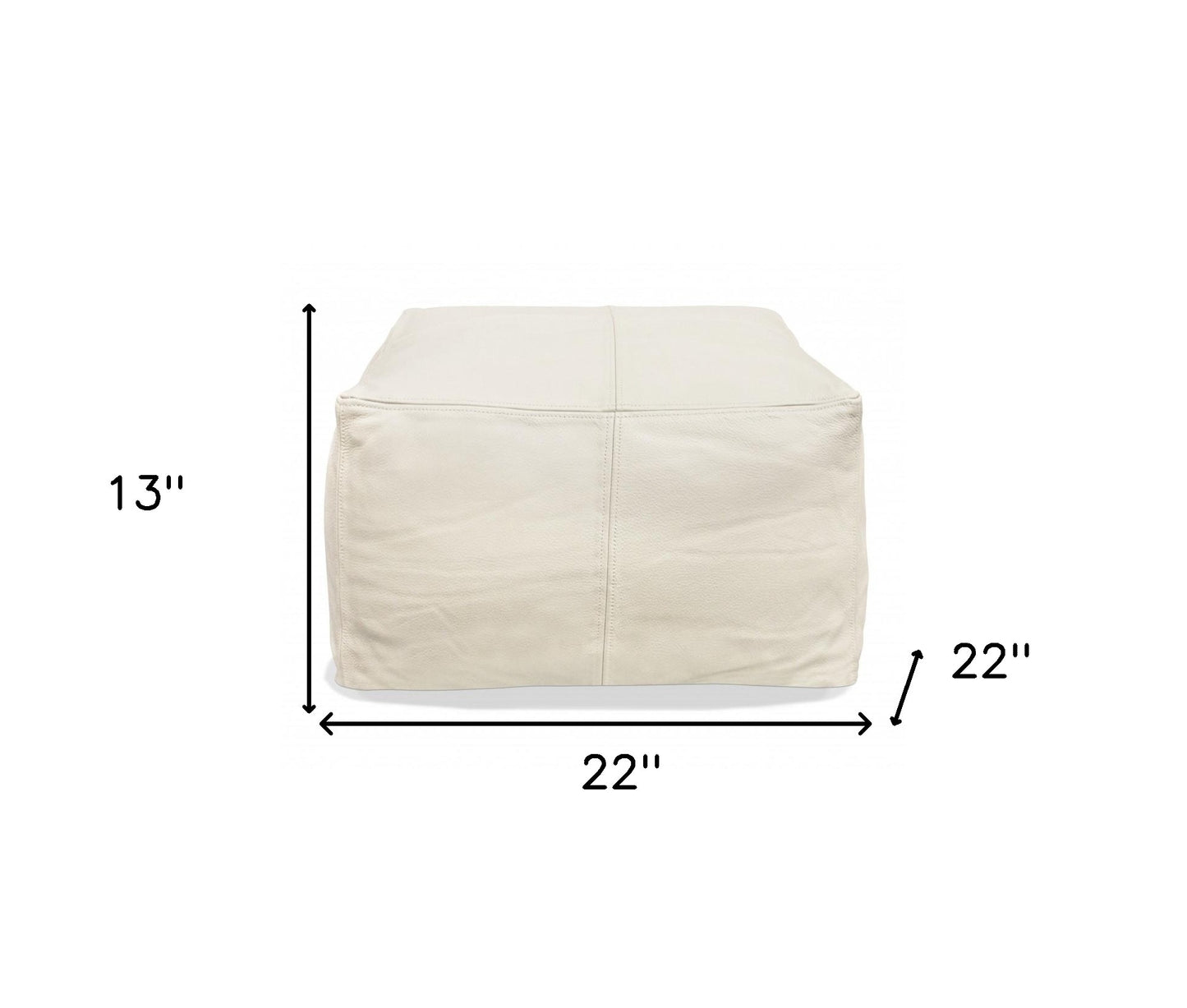 22" Ivory Leather Pouf Ottoman - Homeroots - Flyclothing LLC