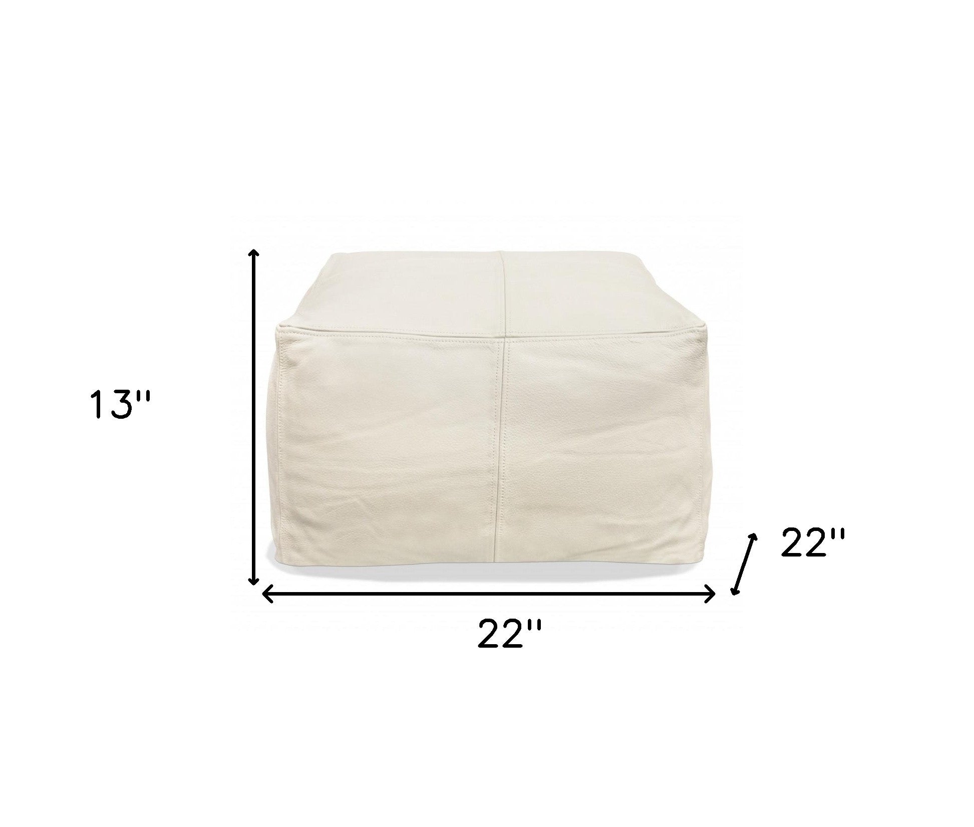 22" Ivory Leather Pouf Ottoman - Homeroots - Flyclothing LLC