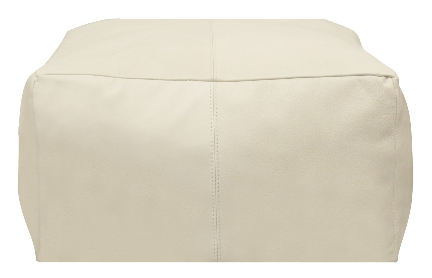 22" Ivory Leather Pouf Ottoman - Homeroots - Flyclothing LLC