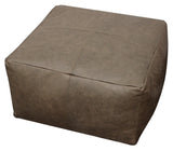 22" Gray Brown Distressed Leather Pouf Ottoman - Homeroots - Flyclothing LLC