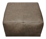 22" Gray Brown Distressed Leather Pouf Ottoman - Homeroots - Flyclothing LLC