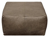 22" Gray Brown Distressed Leather Pouf Ottoman - Homeroots - Flyclothing LLC