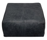 22" Black Distressed Leather Pouf Ottoman - Homeroots - Flyclothing LLC
