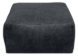 22" Black Distressed Leather Pouf Ottoman - Homeroots - Flyclothing LLC