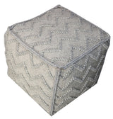 18" Gray Wool Cotton Blend Cube Chevron Pouf Ottoman - Homeroots - Flyclothing LLC