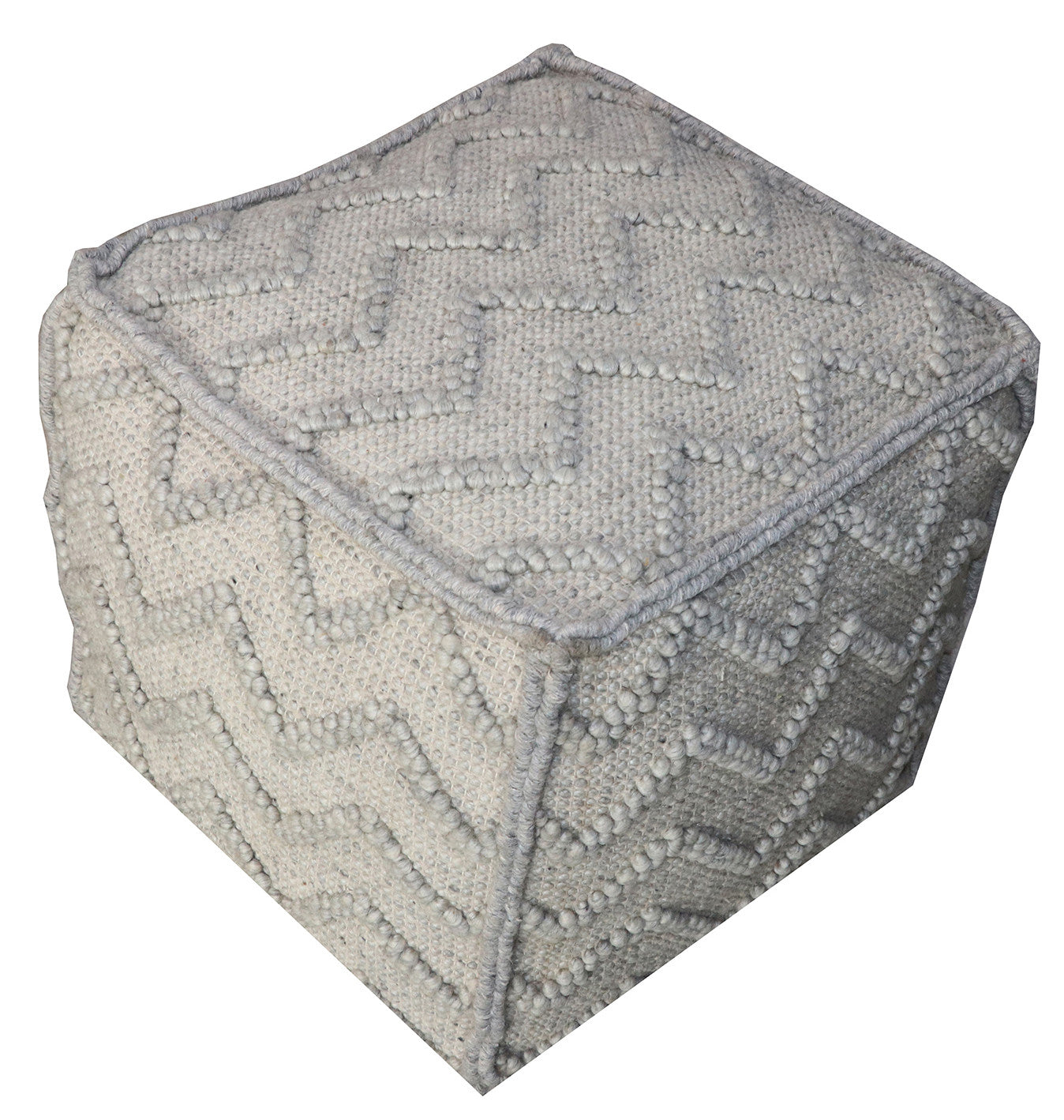 18" Gray Wool Cotton Blend Cube Chevron Pouf Ottoman - Homeroots - Flyclothing LLC