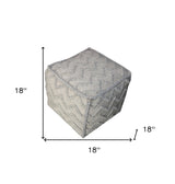 18" Gray Wool Cotton Blend Cube Chevron Pouf Ottoman - Homeroots - Flyclothing LLC