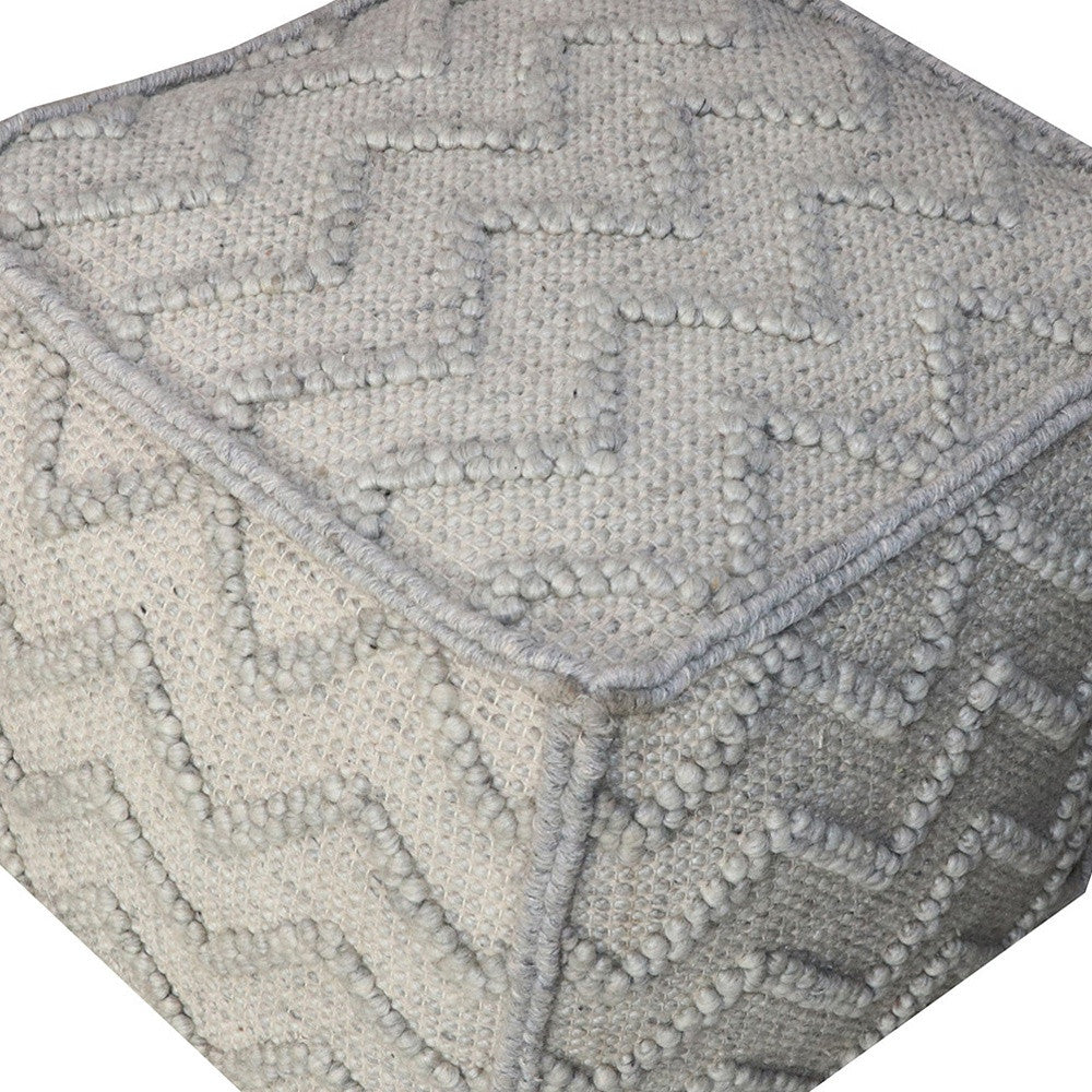 18" Gray Wool Cotton Blend Cube Chevron Pouf Ottoman - Homeroots - Flyclothing LLC