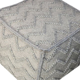18" Gray Wool Cotton Blend Cube Chevron Pouf Ottoman - Homeroots - Flyclothing LLC