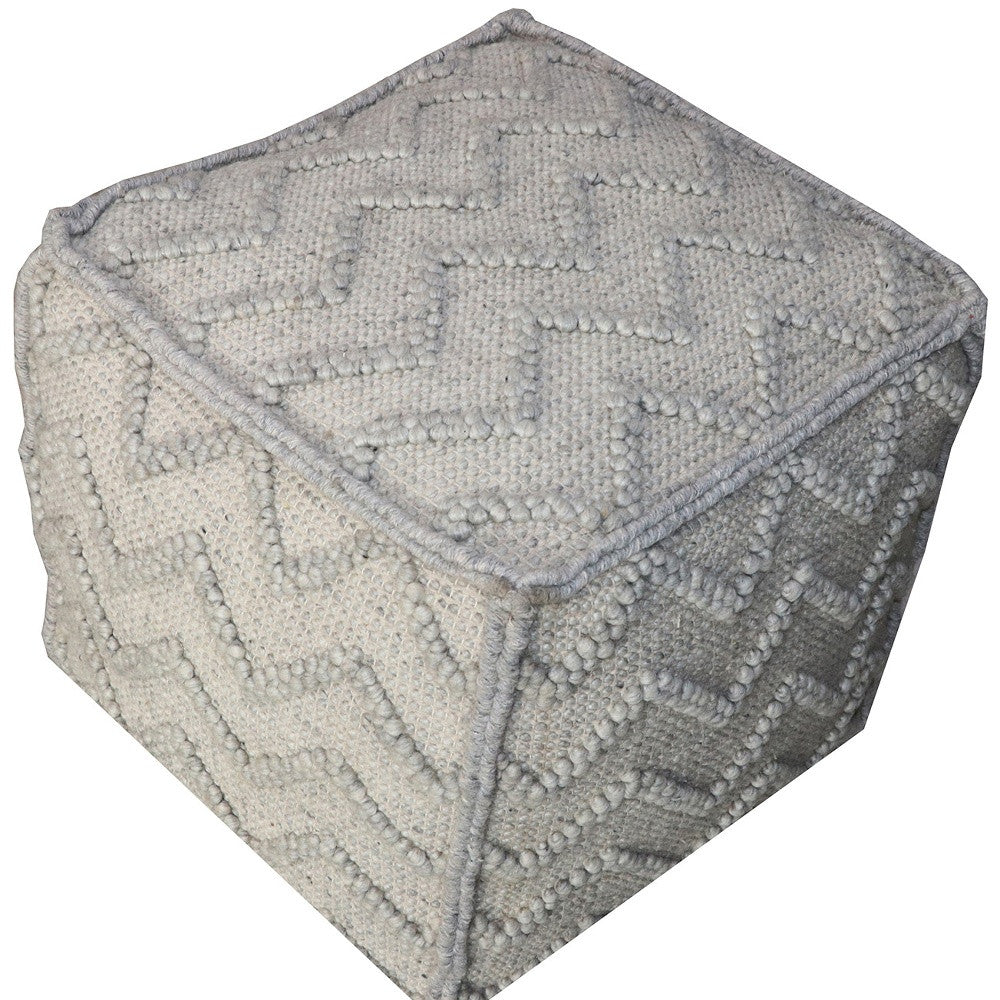 18" Gray Wool Cotton Blend Cube Chevron Pouf Ottoman - Homeroots - Flyclothing LLC