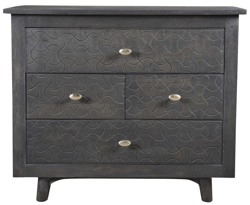 30" Gray Solid Wood Four Drawer Nightstand