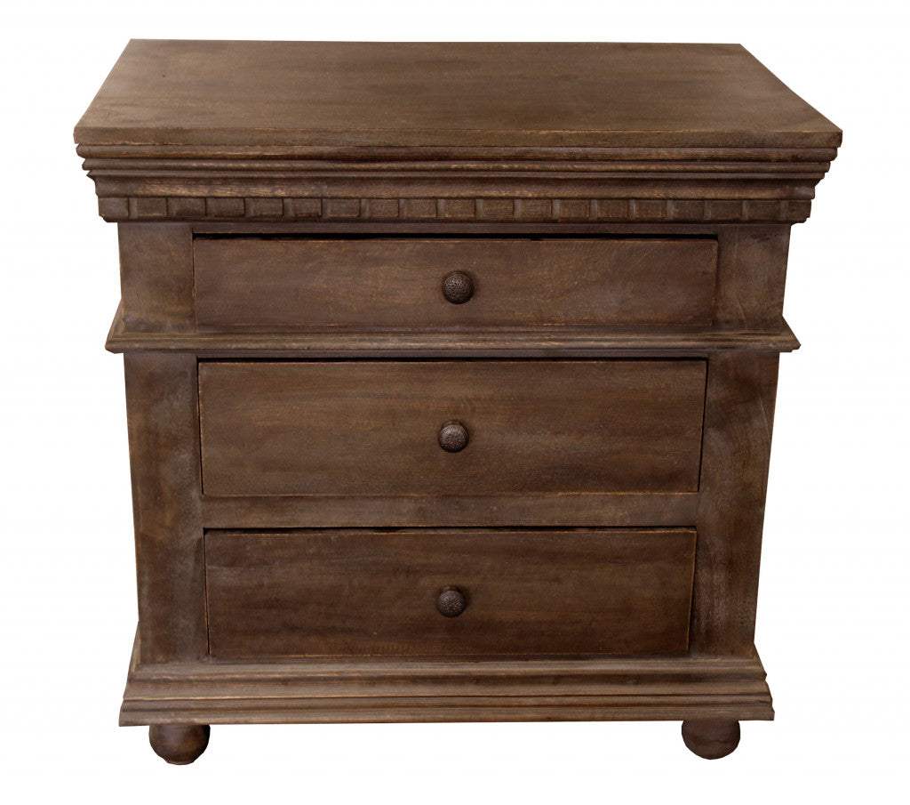 30" Solid Wood Three Drawer Nightstand - HomeRoots - Flyclothing LLC