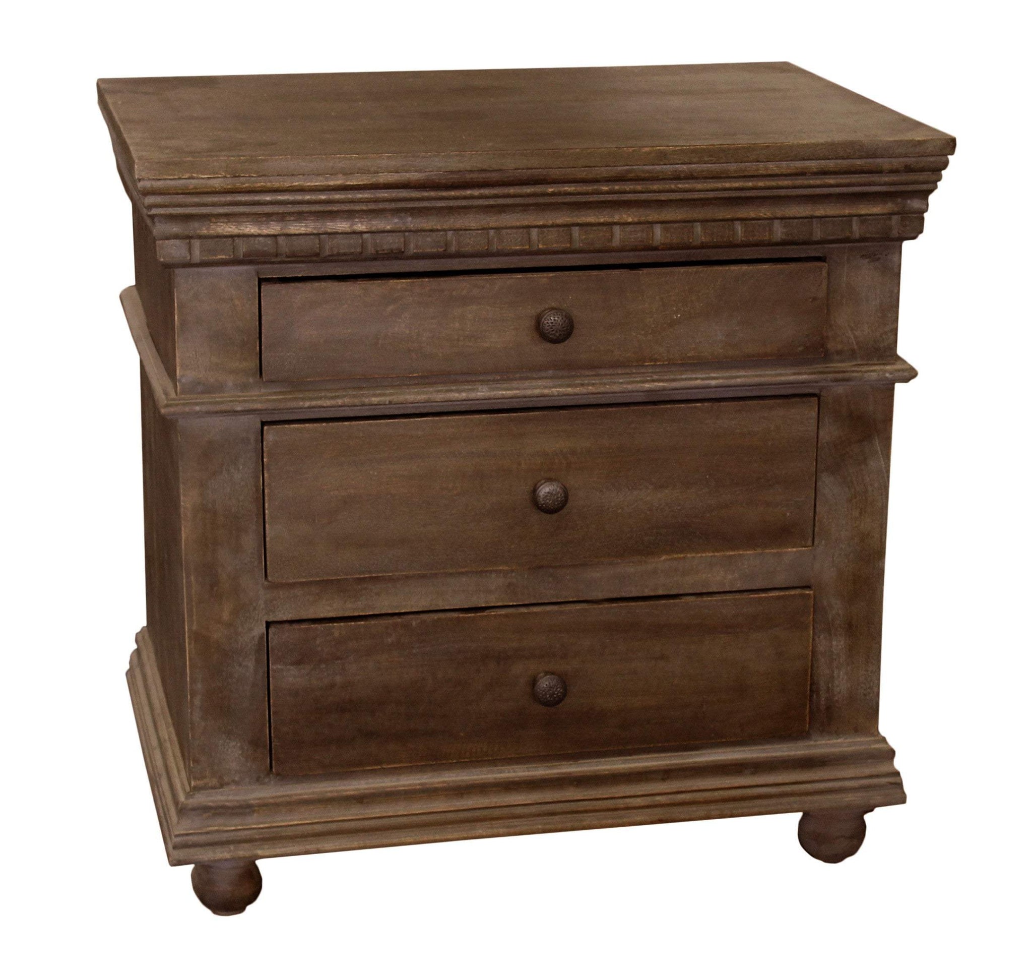 30" Solid Wood Three Drawer Nightstand - HomeRoots - Flyclothing LLC
