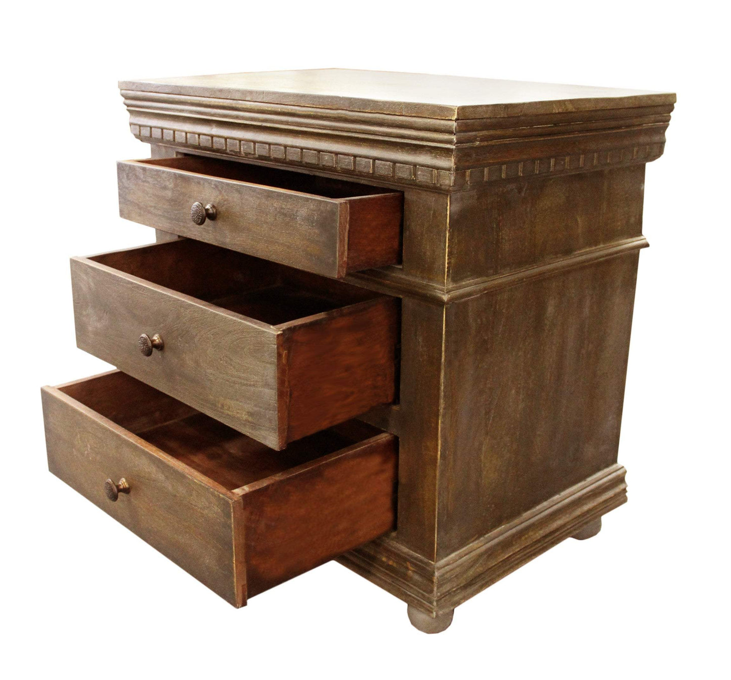 30" Solid Wood Three Drawer Nightstand - HomeRoots - Flyclothing LLC