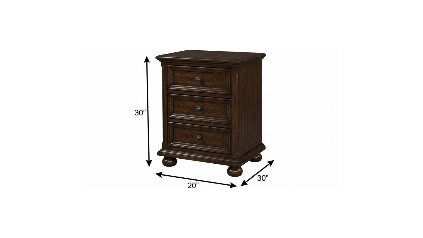 30" Solid Wood Three Drawer Nightstand - HomeRoots - Flyclothing LLC