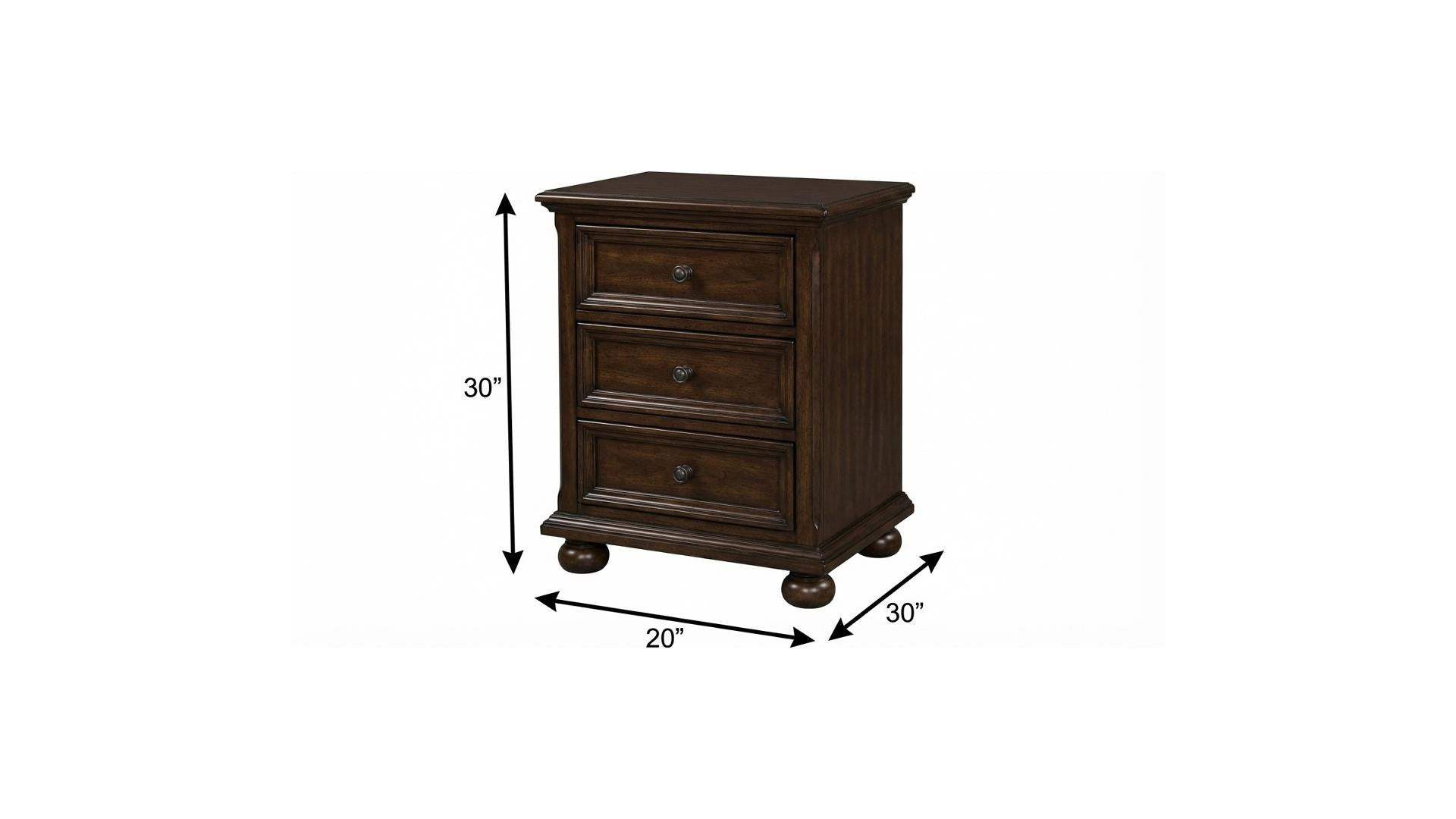 30" Solid Wood Three Drawer Nightstand - HomeRoots - Flyclothing LLC