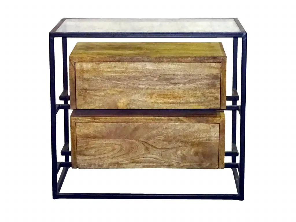 28" Natural Two Drawer Nightstand - Homeroots - Flyclothing LLC