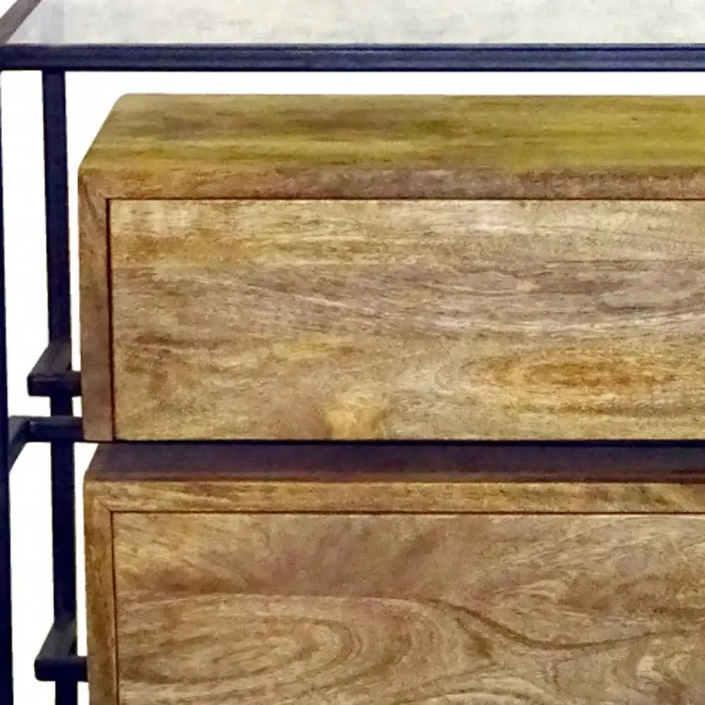28" Natural Two Drawer Nightstand - Homeroots - Flyclothing LLC