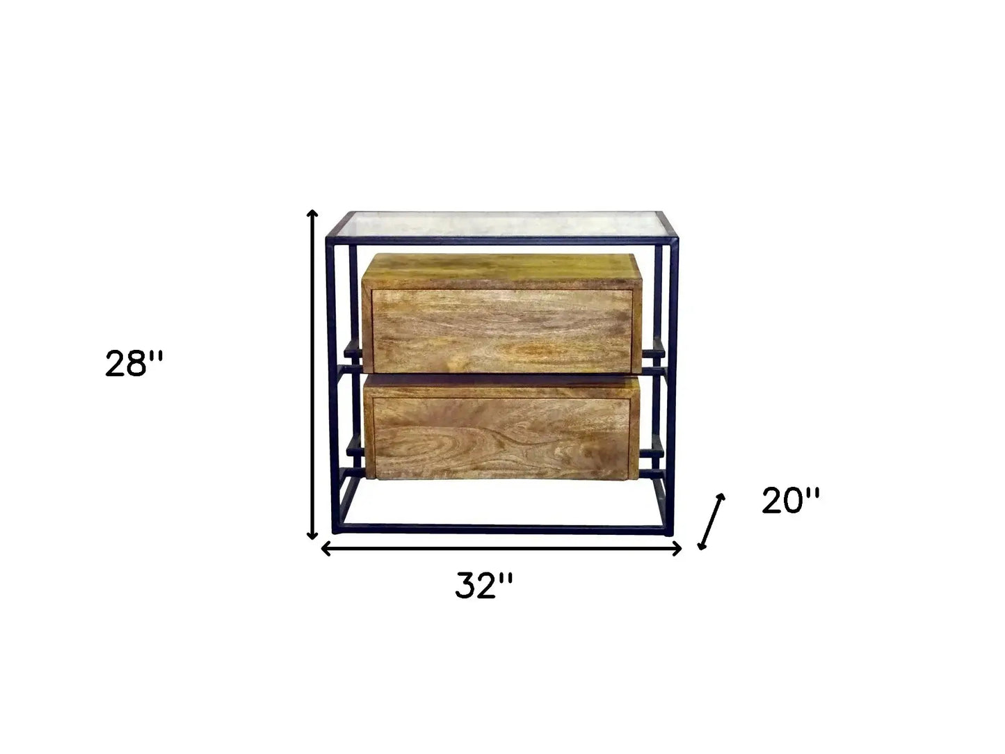 28" Natural Two Drawer Nightstand - Homeroots - Flyclothing LLC