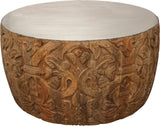 32" White And Natural Iron And Solid Wood Round Coffee Table - Homeroots - Flyclothing LLC