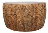 32" White And Natural Iron And Solid Wood Round Coffee Table - Homeroots - Flyclothing LLC