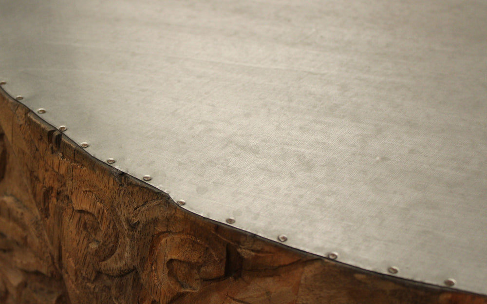 32" White And Natural Iron And Solid Wood Round Coffee Table - Homeroots - Flyclothing LLC