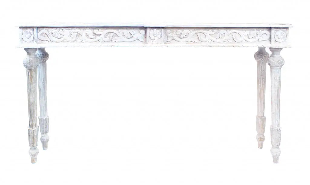 54" White Solid Wood Distressed Console Table - Homeroots - Flyclothing LLC