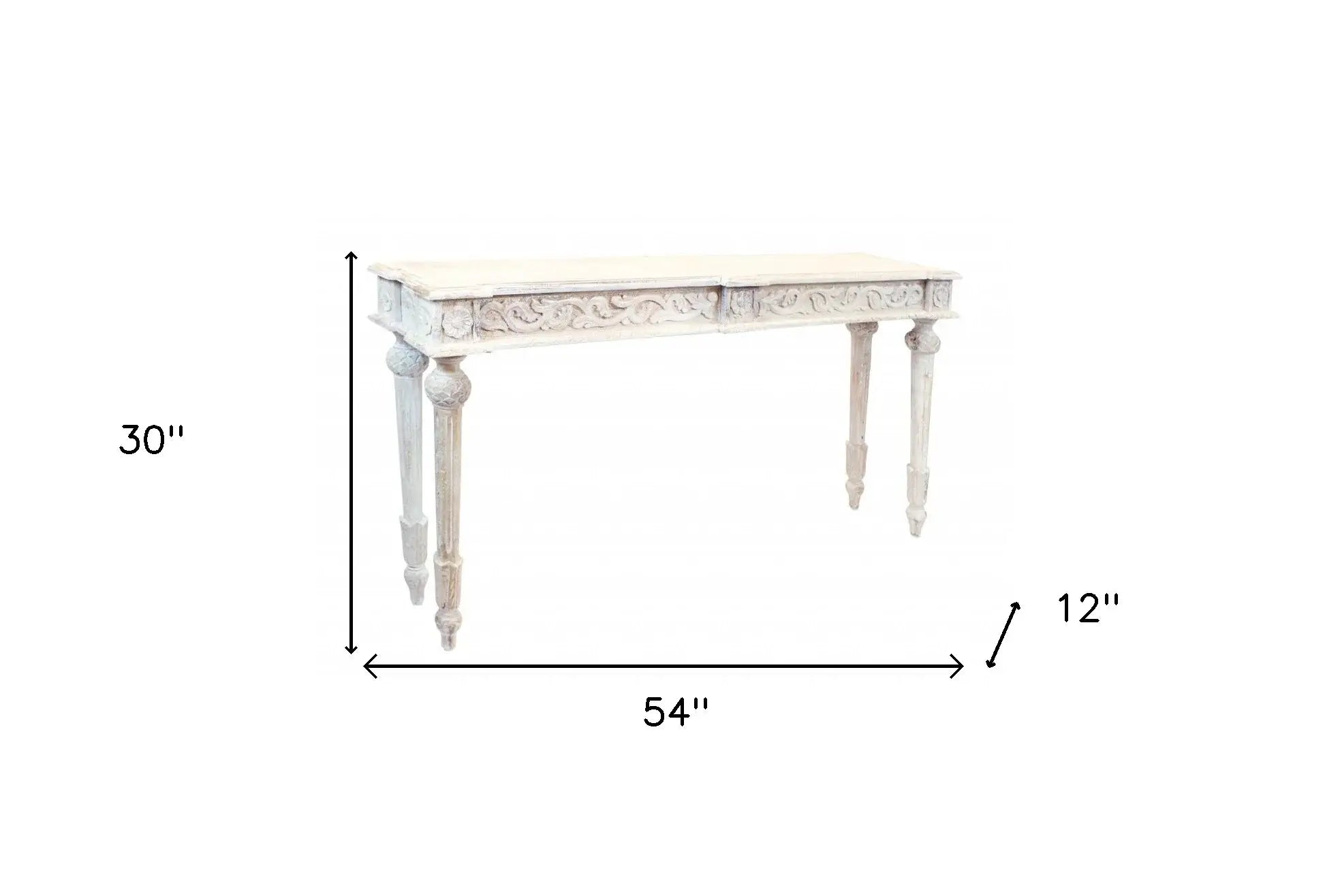 54" White Solid Wood Distressed Console Table - Homeroots - Flyclothing LLC