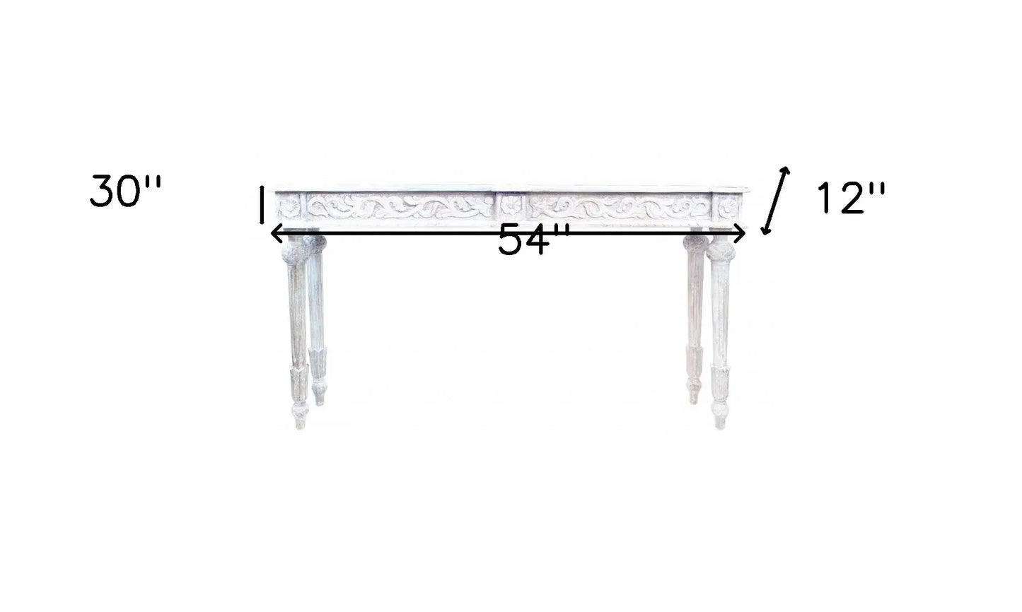 54" White Solid Wood Distressed Console Table - Homeroots - Flyclothing LLC