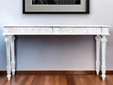 54" White Solid Wood Distressed Console Table - Homeroots - Flyclothing LLC