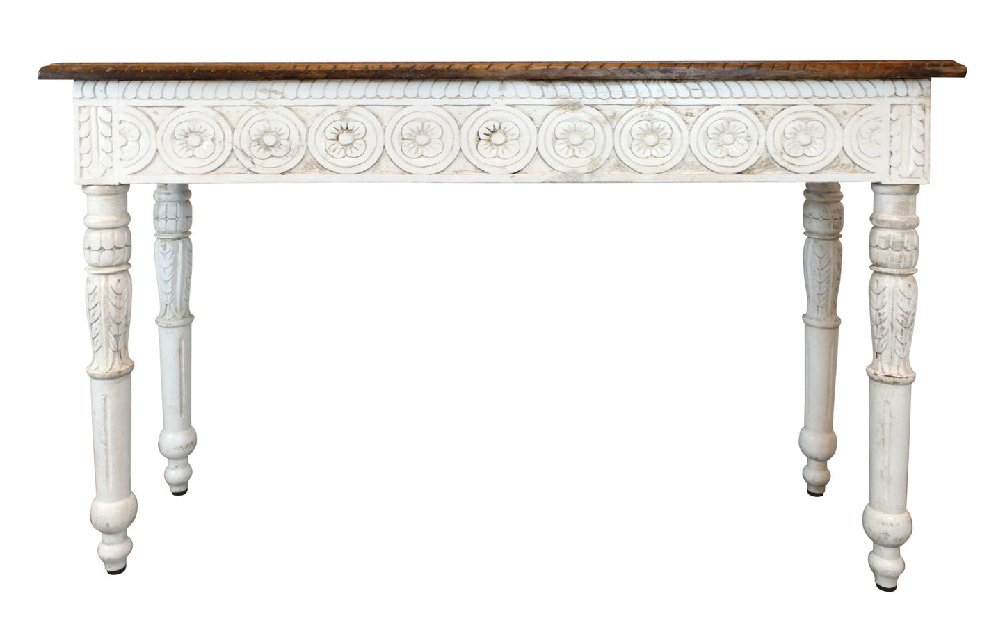 48" Natural and White Solid Wood Distressed Console Table - Homeroots - Flyclothing LLC