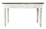 48" Natural and White Solid Wood Distressed Console Table - Homeroots - Flyclothing LLC