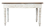 48" Natural and White Solid Wood Distressed Console Table