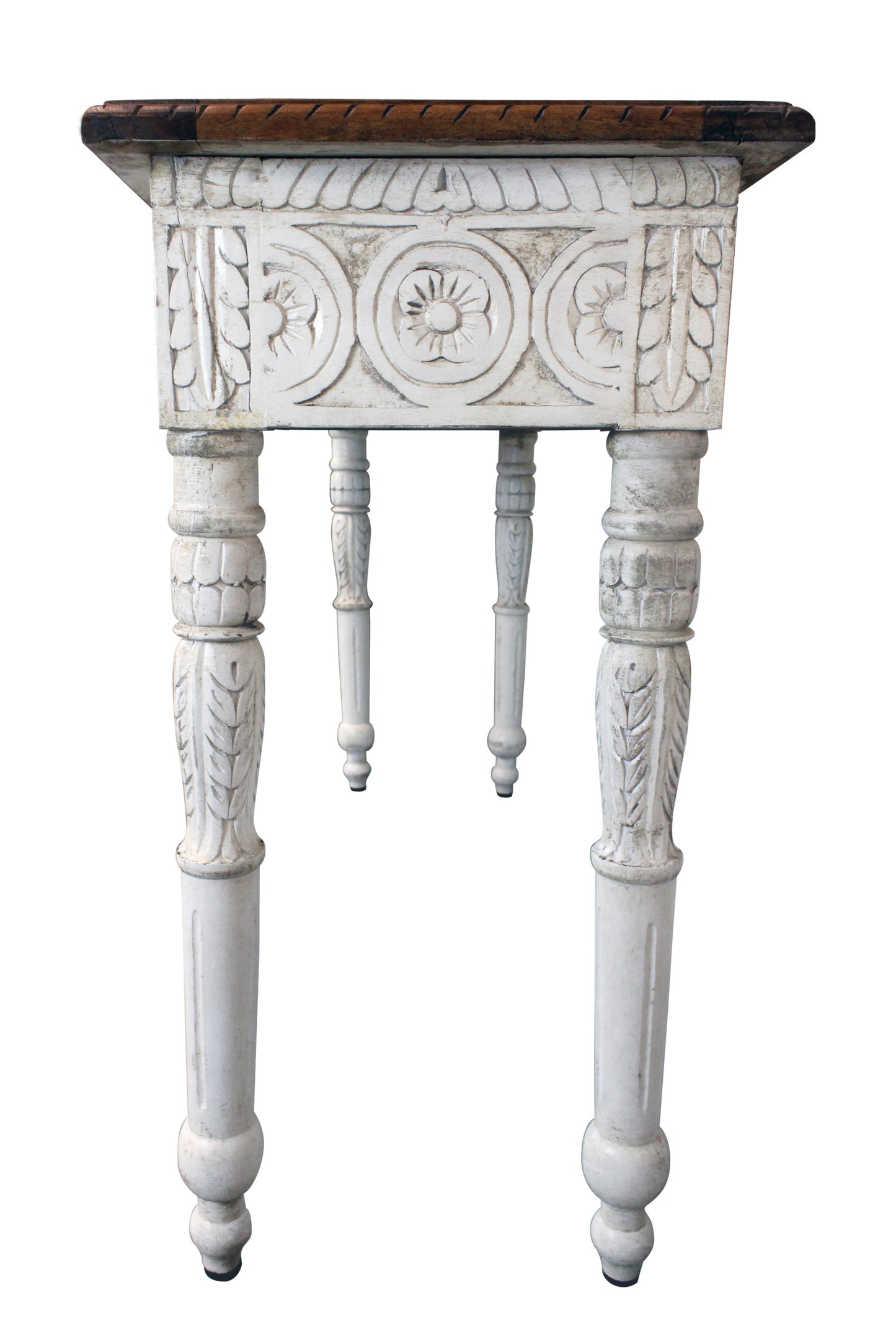 48" Natural and White Solid Wood Distressed Console Table - Homeroots - Flyclothing LLC