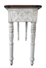 48" Natural and White Solid Wood Distressed Console Table - Homeroots - Flyclothing LLC