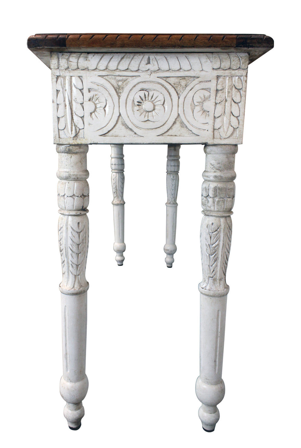 48" Natural and White Solid Wood Distressed Console Table - Homeroots - Flyclothing LLC