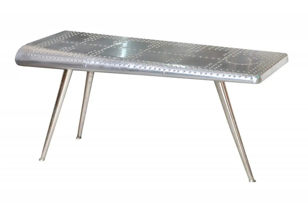 56" Silver Aluminum Three Leg Console Table - Homeroots - Flyclothing LLC