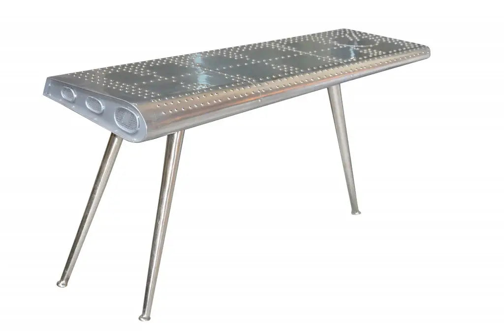 56" Silver Aluminum Three Leg Console Table - Homeroots - Flyclothing LLC