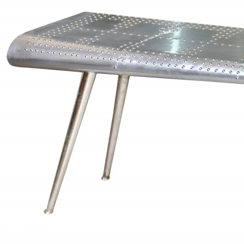 56" Silver Aluminum Three Leg Console Table - Homeroots - Flyclothing LLC
